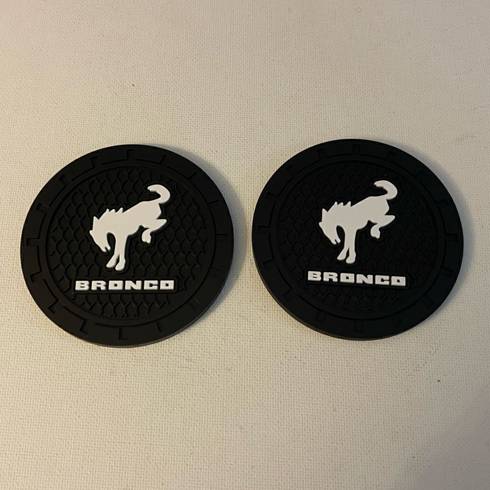 Bronco Car Cup Holder Coasters with logo set of 2 NWT